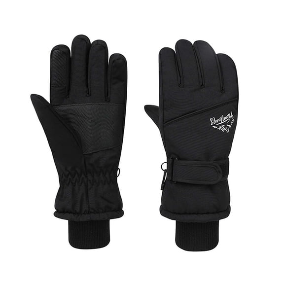 Men Women Fashion Ski Gloves for Winter Waterproof Anti Abrasion Resistant Touchscreen Cold Weather Thermal Gloves Black