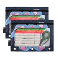thumbnail image 2 of Dailycode 2 Pack Pencil Pouch for 3 Ring Binder Smooth Zipper Folders with Pockets Clear Window Pencil Case, Cute Blue Bunny with Lip, 2 of 4