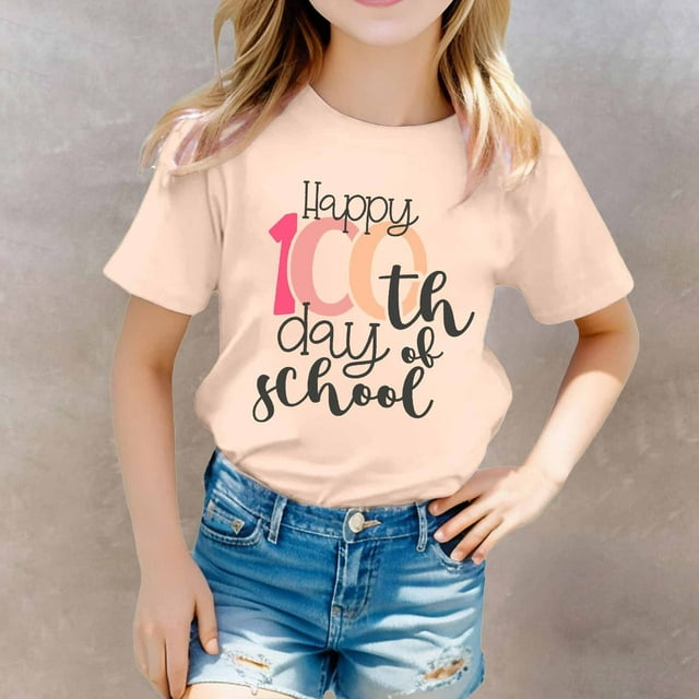 Hauts pour Filles T-Shirts pour Enfants - T-Shirt Imprimé Ludique Col Rond Manches Courtes pour Garçons et Filles - Confortable pour un Usage Quotidien