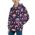 thumbnail image 2 of KLL Unisex Kids Boys Girls Hooded Pocket Pullover Hoodies-cartoon Skull rainbow space, 2 of 5