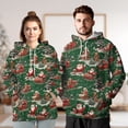 thumbnail image 3 of Santa Sleigh Christmas Hoodie, Festive Holiday Pullover, Santa with Teddy Bears in Sleigh, Snowy Christmas Scene, Cozy Xmas Hooded Sweatshirt for Men Women, 3 of 6