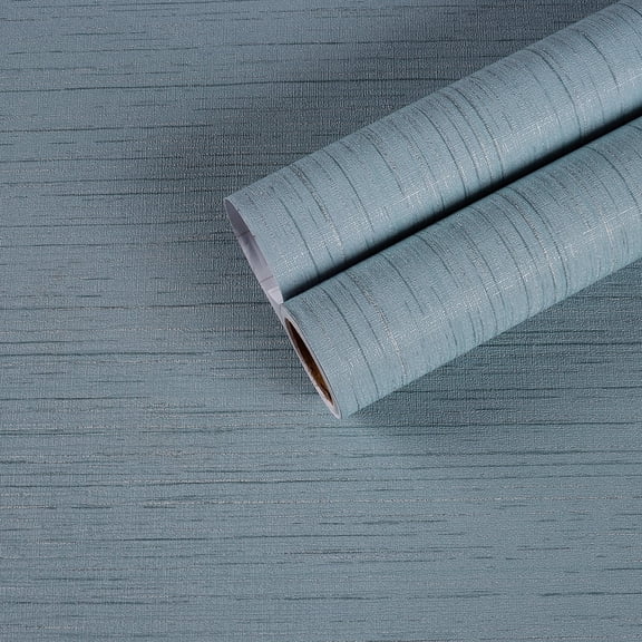 CHIHUT Blue Grasscloth Peel and Stick Wallpaper for Kitchen Linen Fabric Self Adhesive Contact Paper for Bedroom Seagrass Textured Removable Wallpaper for Bathroom Wall Covering 17.7”x100”