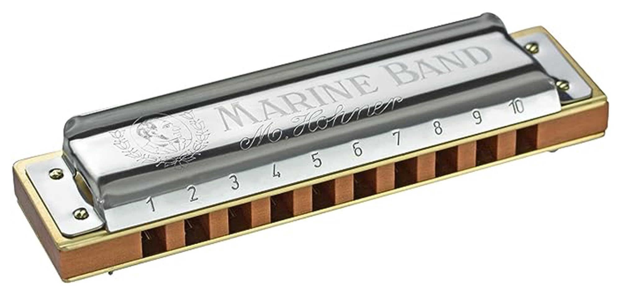Hohner Marine Band 1896 Classic Harmonica - Key of Bb Bundle with Case, Key Stickers, Instructional Manual, and Austin Bazaar Polishing Cloth