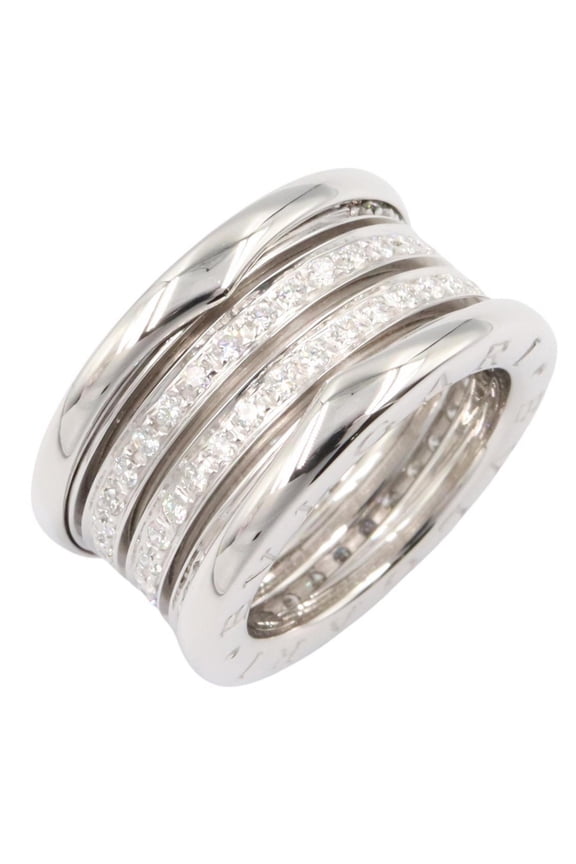 Pre-Owned BVLGARI B-zero1 Ring, Diamond, 3-Band 18KWG (White Gold), Women's, Silver/Clear Tone