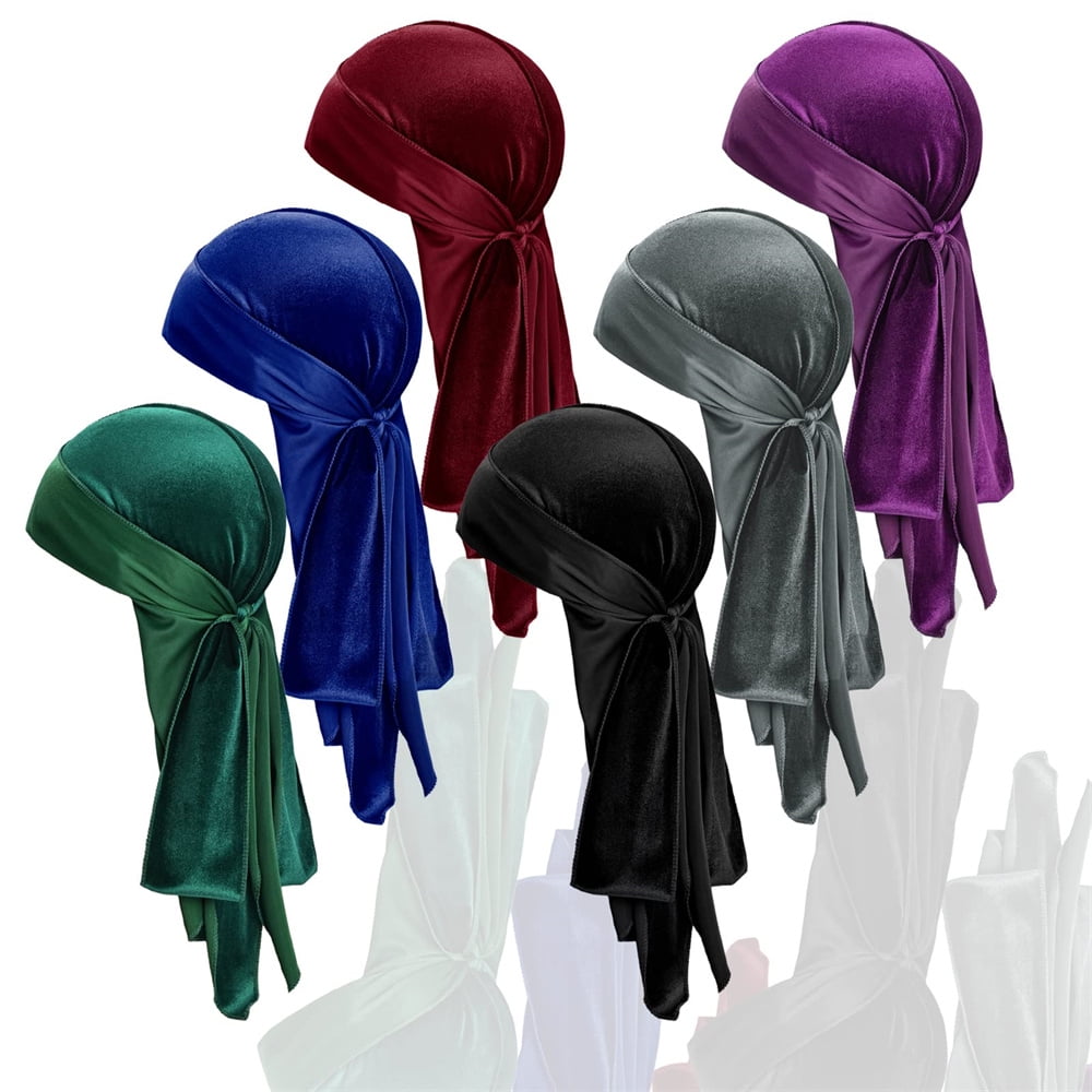 Luxury Velvet Wave Durag Silky Durag Headwraps with Extra Long Tail and Wide Straps for 360 Waves 