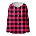 thumbnail image 4 of Women Button-up Plaid Shirt Jackets, Women’s Christmas Flannel Jackets, Ladies Winter Warm Soft Fleece Drawstring Long Sleeve Hooded Sweatshirt with Pockets, 4 of 5