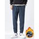 thumbnail image 5 of Pantalones informales cálidos de lana para hombre, pantalones de chándal con cordón de cintura elástica, pantalones coreanos gruesos para correr., 5 of 5