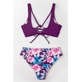 thumbnail image 2 of Traje de baño de bikini para mujer Traje de baño de dos piezas con cordones cruzados en la parte delantera, 2 of 3
