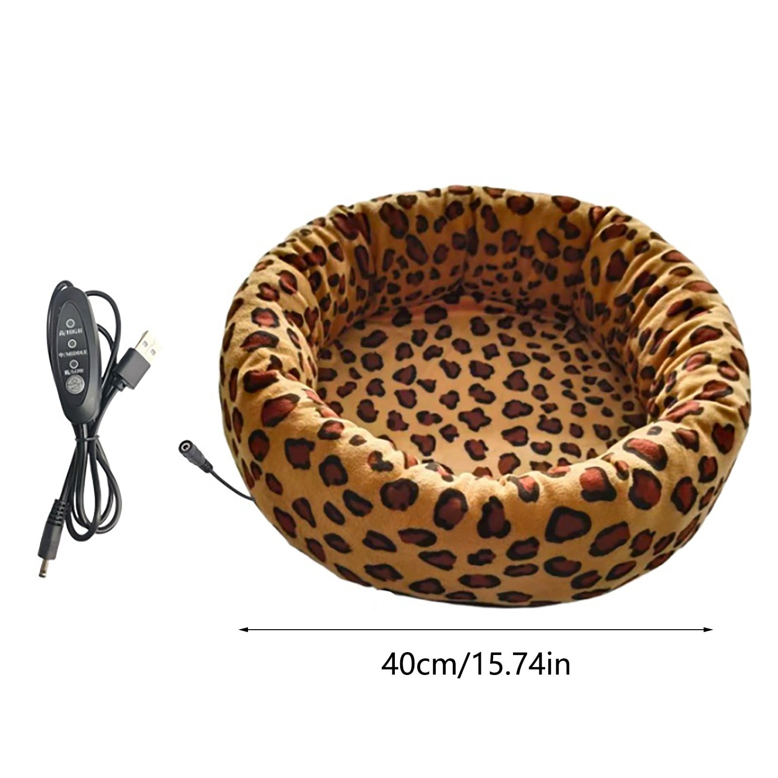 Indoor Heated Pet Bed for Cats and Small Dogs, 15.7x15.7 Inch Electric Warming Pad with Soft Plush Cover, Machine Washable Winter Heating Mat