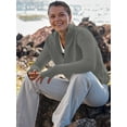 thumbnail image 2 of Luniro Women Quarter Zip Sweaters Long Sleeve Casual Ribbed Knit Pullover Sweater Fall Trendy Tops, 2 of 9