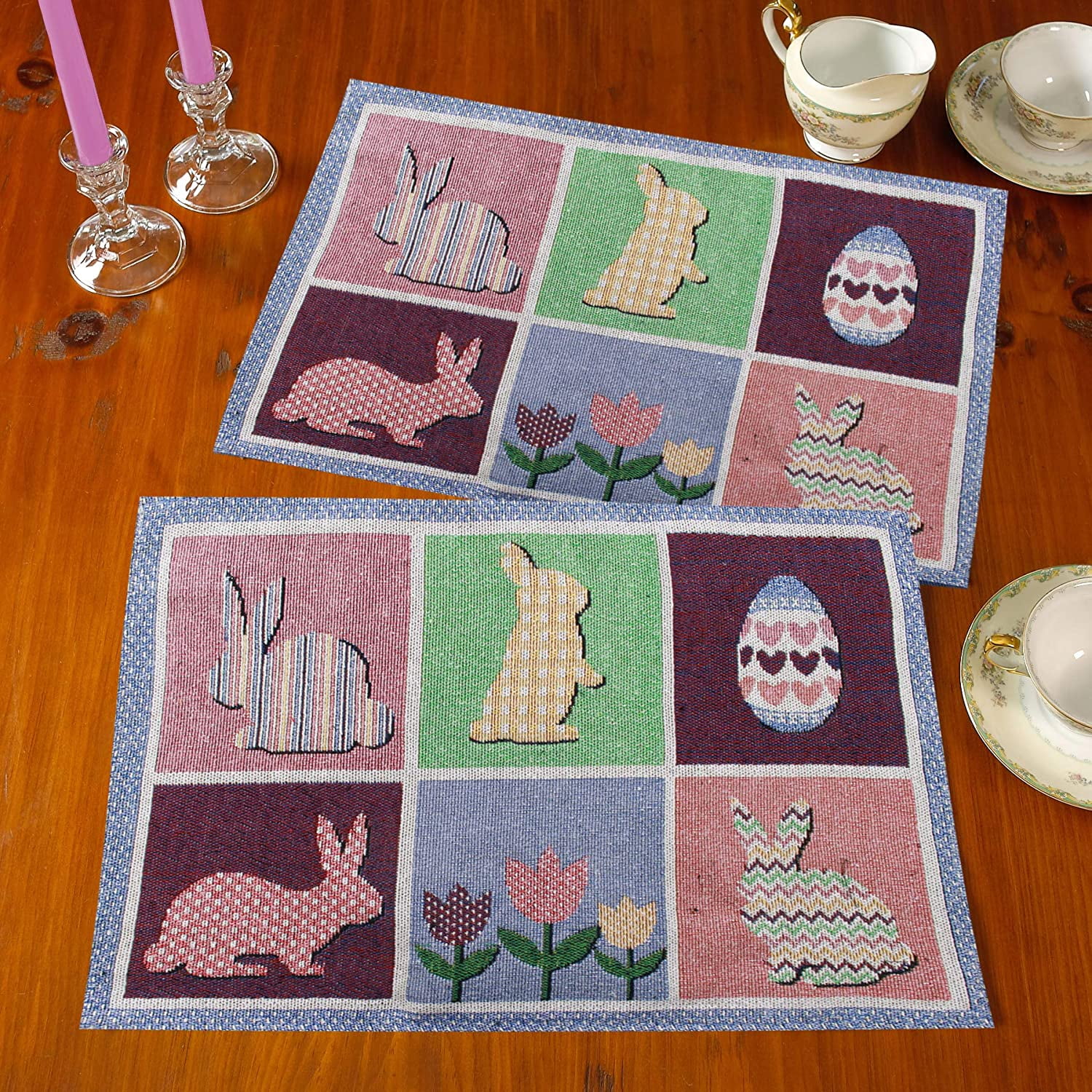 Giblin Happy Easter Indoor Placemat Set of 4 Tapestry Table Placemats