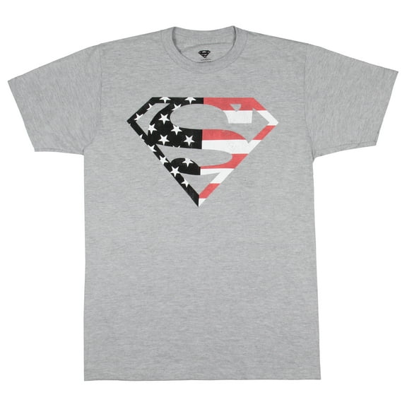 DC Comics Men's Superman Stars And Stripes Filled S Shield Logo Adult Patriotic T-Shirt