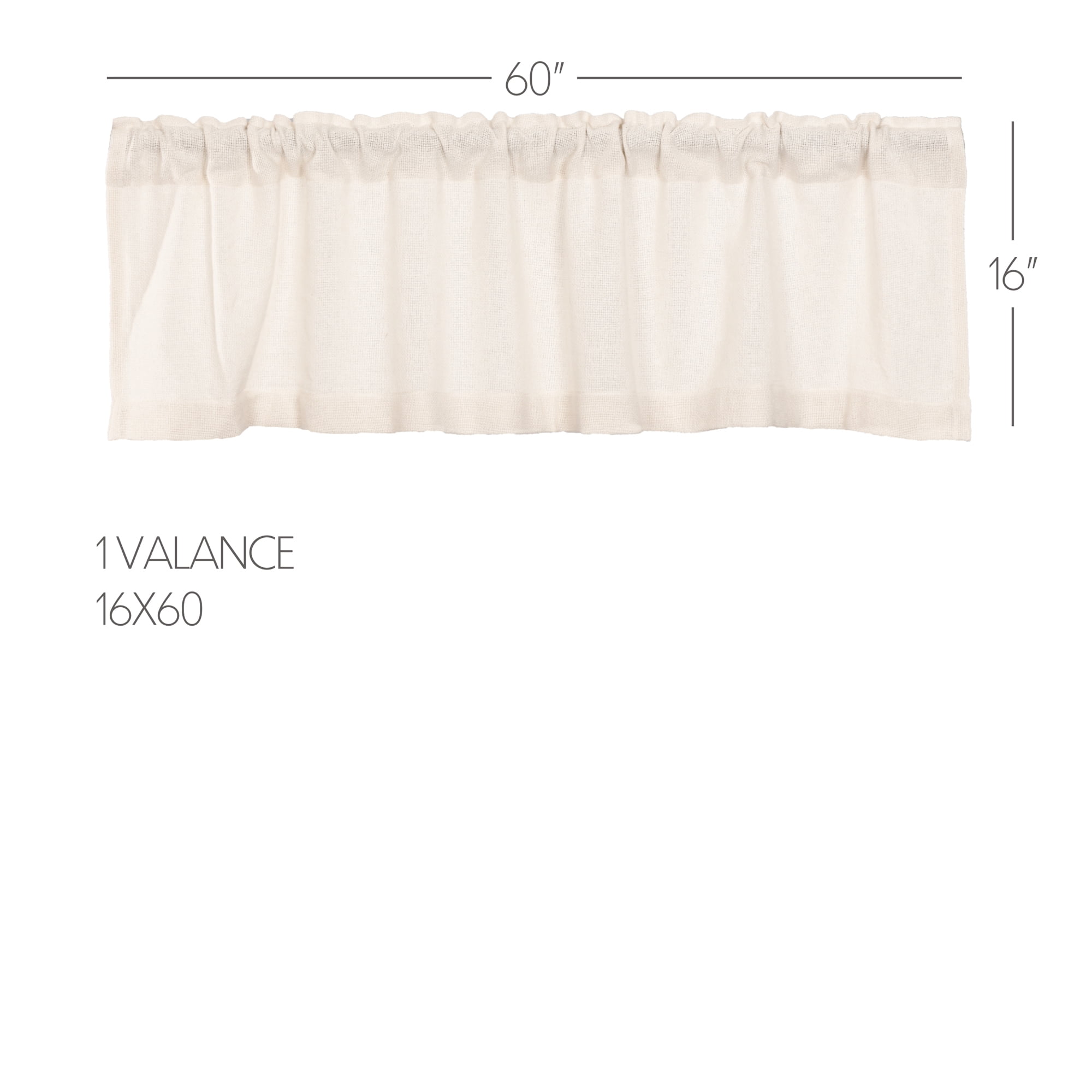 VHC Brands Burlap Antique White Farmhouse Primitive Curtains Valance 16x60