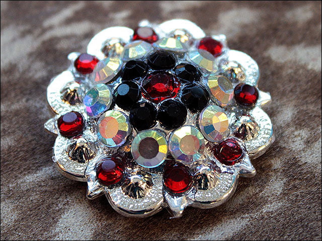 32 Black Siam Ab Crystals Berry Concho Rhinestone Headstall Saddle Tack