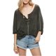 thumbnail image 2 of Free People - Camiseta henley de primera base para mujer, talla XL, color negro Free People henley, 2 of 2