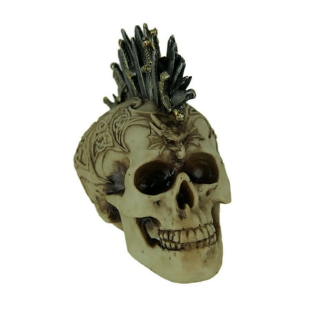 Dragon Skull Statue - Sword Mohawk Dragon Head Tribal Skull Statue