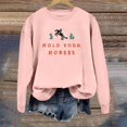 thumbnail image 4 of Wang6 Womens Plus Size Graphic Sweatshirts"Hold Your Horses"Letter Printed Long Sleeve Pullovers Causal Fall Crew Neck Tops Loose Fit Tshirts Pink XL, 4 of 5