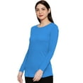 thumbnail image 3 of eloria Women's T-Shirt Round Neck Solid Color Plain Full Sleeve T-Shirt Color: Blue | Size: M, 3 of 7