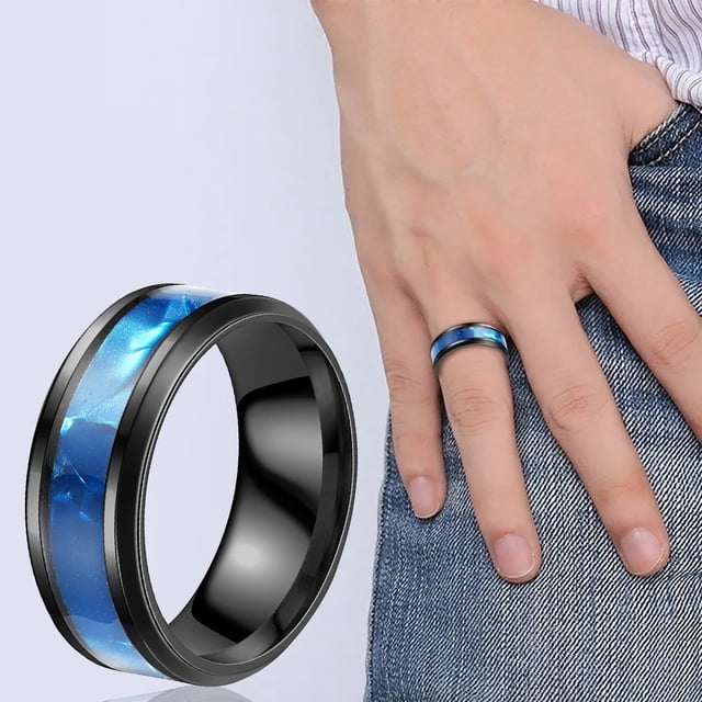 Riforla Shell Titanium Ring Men Popular Exquisite Ring Simple Fashion Jewelry Popular Accessories Mens Jewelry Blue 11