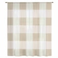 thumbnail image 2 of Beige Plaid Sheer Curtains 45 Inches Long, Spring Summer Farmhouse Buffalo Checkered Light Filering Curtains, Breathable Simi Curtain Privacy Drapes for Kitchen Bathroom Small Window Treatment, 2 of 9