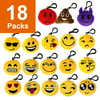 The Elixir Party 18 Pack Mini Emoji Plush Pillows, Mini Keychain Decorations for Party Decoration, Party Supplies Favors, No-Repeated