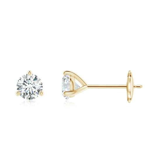 ANGARA Lab Grown Diamond Martini Stud Earrings for Women in 14K Yellow Gold (Size-4mm| Color-F-G| Clarity-VS) | April Birthstone, Anniversary, Jewelry Gift for Women | Lab-Grown Diamond Earrings