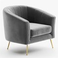 thumbnail image 6 of Pemberly Row Barrel Steel and Velvet Accent Chair with Gold Legs in Gray, 6 of 6
