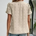 thumbnail image 4 of vigerkar Women's Summer Swiss Dot Chiffon Blouses V Neck Short Sleeve Tops Casual Loose T-Shirts Beige, M, 4 of 6