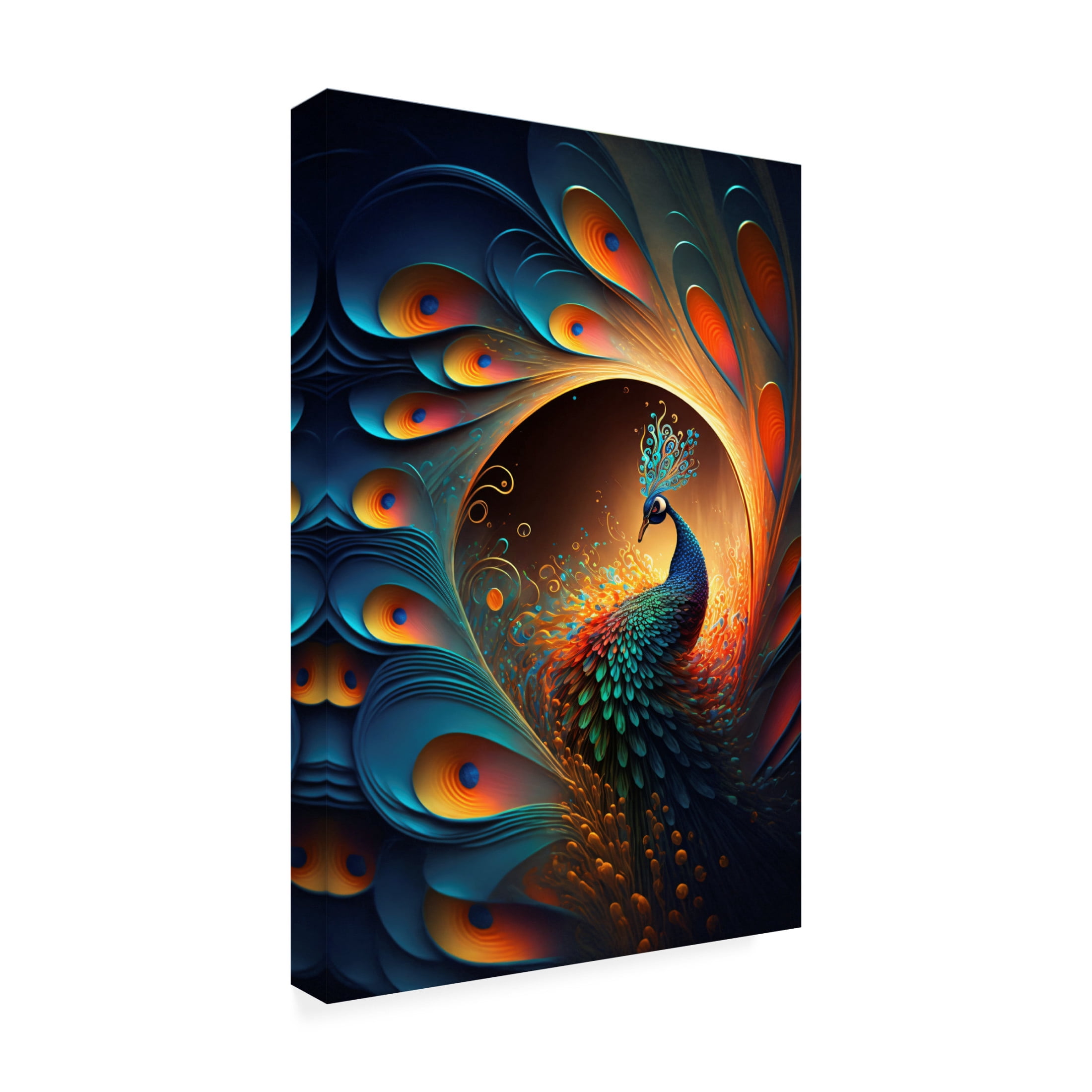 Canvas Wall Art - Ray Heere 'Proud Peacocks 5' Wall Art for Living Room, Bedroom, or Office Décor by Trademark Fine Art - 12 x 19 Inches