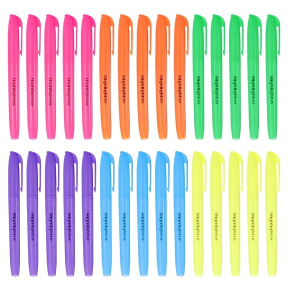 Uxcell 6 Colors Highlighter, 30 Pack No Bleeds Highlighters Pens Neon Clear View Bright Quick Dry Pocket Marker Pen Sticks Chisel Tip Cute for Books Office Adults