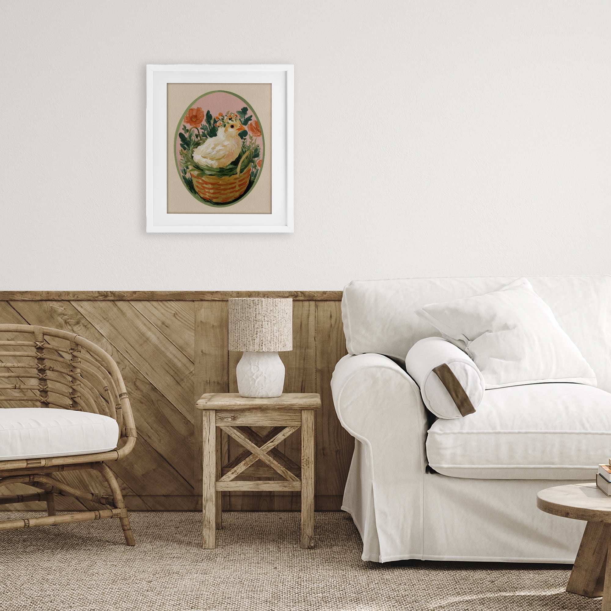 Stupell Industries Bloom Nest Chick White Framed Print Under Glass, design by Yen