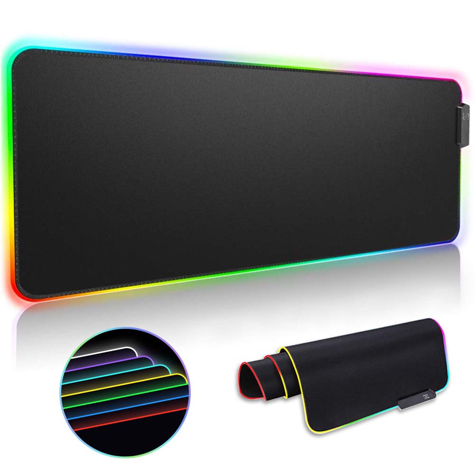 RGB Gaming Large Mouse Pad, XXL Large Led Extended Mouse Mat Non Slip