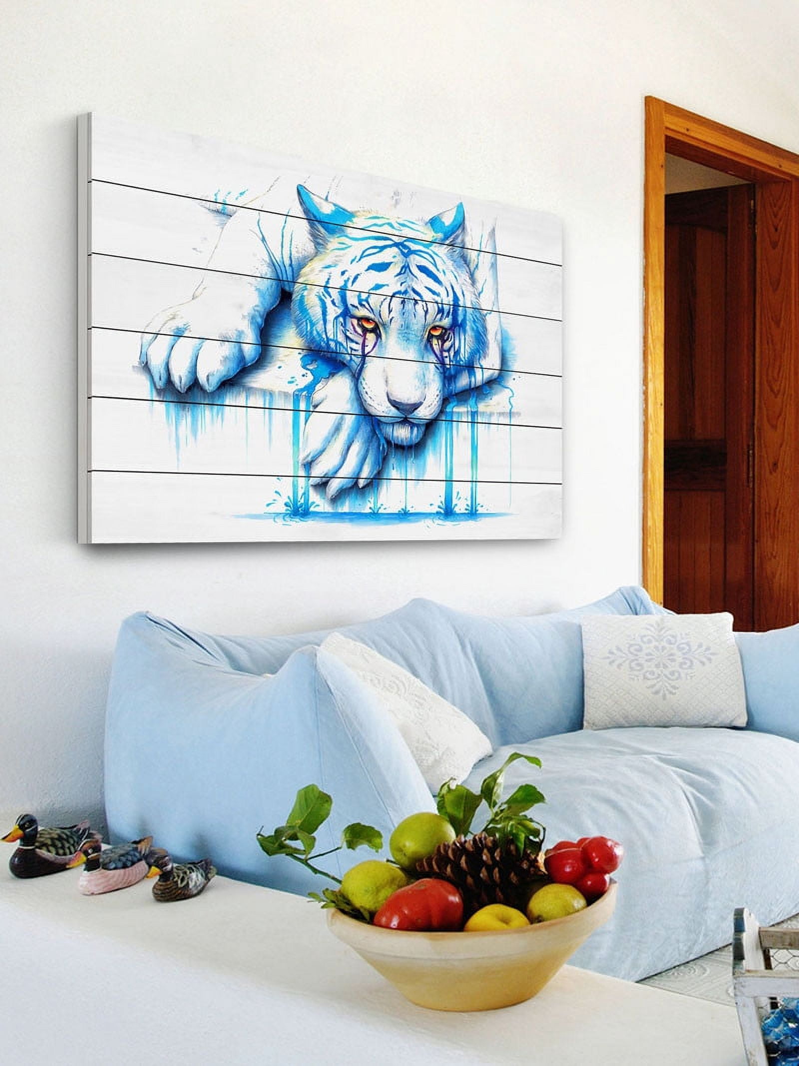 Marmont Hill "Blue Tears" Painting Print on White Wood