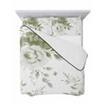 thumbnail image 7 of Quilts Twin-XL Size Bedding Set, Sage Green Flower Lightweight Quilted Comforter, Watercolor Gradient Retro Floral Soft Reversible Bedspread Coverlet with Pillow Covers for All Season, 68" x 98", 7 of 7