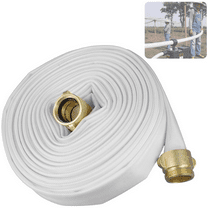 Industrial Fire Hose, 1-1/2" inches x 100ft Hose with NST/NH Brass Couplings, 500 PSI Burst Pressure for Firefighting & Garden Irrigation, White