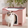 thumbnail image 2 of Cama para gatos Bedsure Cat Cave para gatos de interior con almohadilla para rascar, rosa, 2 of 6