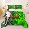 thumbnail image 2 of Castle Fairy Pixelated Miners Letter D Queen Comforter Set 3pcs for Kids,Abstract Geometric Blocks Bedding Comforter Set for Bedroom, 2 of 6