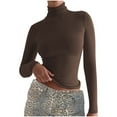 thumbnail image 1 of Timegard Tops for Women Long Sleeve High Neck Solid Color Slim Comfy Tee Casual Bottom Tops Fall Blouse, 1 of 4