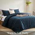 thumbnail image 4 of Aisbo 3Pcs Corduroy Thick Navy Blue Comforter Set Queen, Warm And Fluffy Winter Use Quilted Comforter , With Pillowcases, 4 of 8