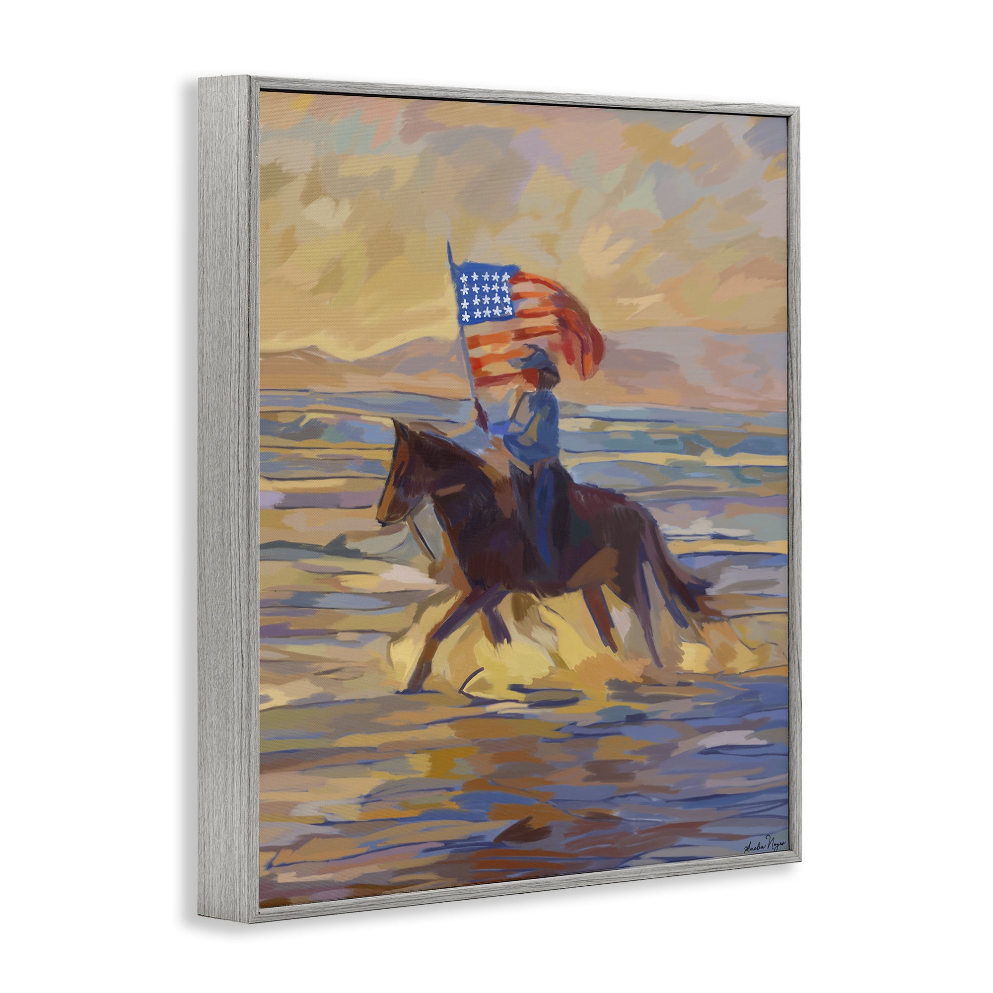 Stupell Industries American Cowgirl Abstraction Gray Framed Giclee Art, design by Amelia Noyes