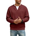 thumbnail image 3 of Mens Waffle Long Sleeve Shirt Big and Tall V Neck Shirts Warm Quilted Pullover Shirts Plain Relaxed Fit Knit Tops, 3 of 5