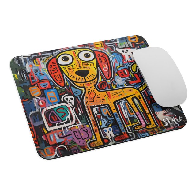 Mouse Pad SVART de Superficie Suave, base antideslizante, con diseño orginal de Perro estilo arte urbano, Diseño5, 22*18 cm