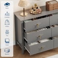 thumbnail image 3 of EastVita Fluted Dresser 47 Inch Wide Storage Organizer Cabinet for Living Room Hallway Entryway Grey, 3 of 7