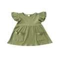 thumbnail image 1 of Petites Filles Robe à Manches Volantes Grande Poche Robe en Tricot, 1 of 5