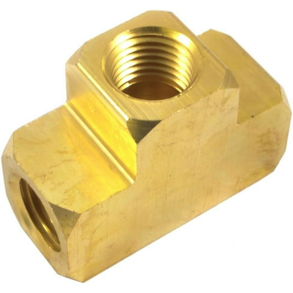 Forney Industries Brass Tee Fitting - 1/4 In. Female NPT, 150 PSI, Brass Finish