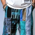 thumbnail image 5 of SGFCWSX Mens Harem Pants Patchwork Elastic Waist Drawstring Pockets Loose Boho Hippie Beach Casual Pants Light Blue Size L, 5 of 9