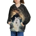 thumbnail image 3 of Xoenoiee Boys Hoodies Snowfield White Wolf Print Hooded Sweatshirt with Front Kangaroo Pocket for Kids Long Sleeve Hoodies Pullover Fall Winter Clothing Cosy Sportwear, M, 3 of 7