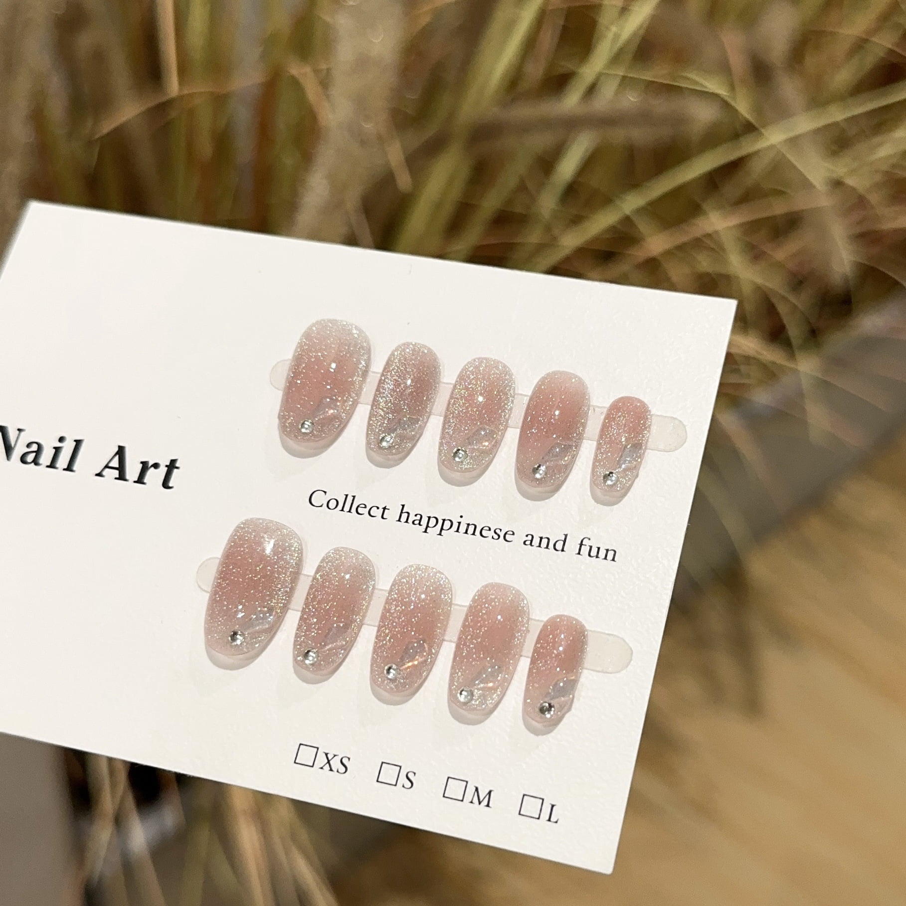Purely hand-worn nail high-end silver-gray short nail art piece white light luxury simple fake nail patch finished product