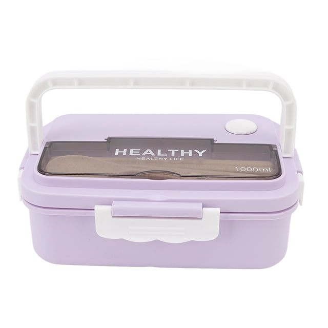 Qukaim Boîte à bento en plastique à 3 compartiments, 1000 ml, passe au micro-ondes, pour enfants, adultes, étudiants, employés de bureau, violet taro