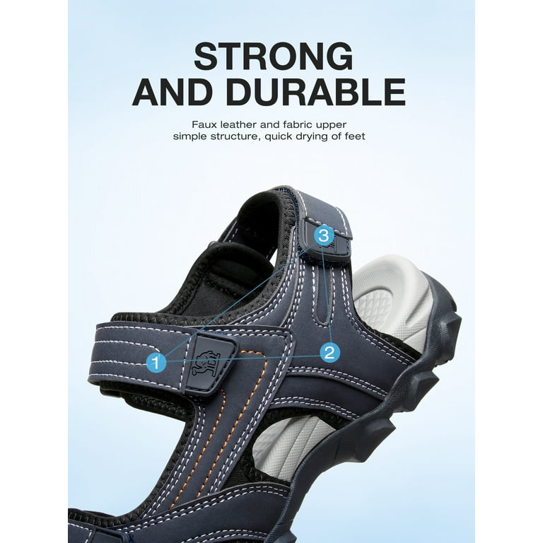 Men\'s Dark Blue Athletic Outdoor Leather Waterproof Rubber Hiking Sandal Shoes DTBPRQ Mens Hiking Sandals Summer Beach Slipper Waterproof  main image 3